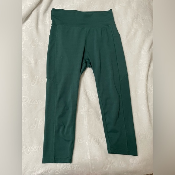POP Fit Capri Dark Green Leggings Midrise Women’s SMALL - Picture 2 of 6